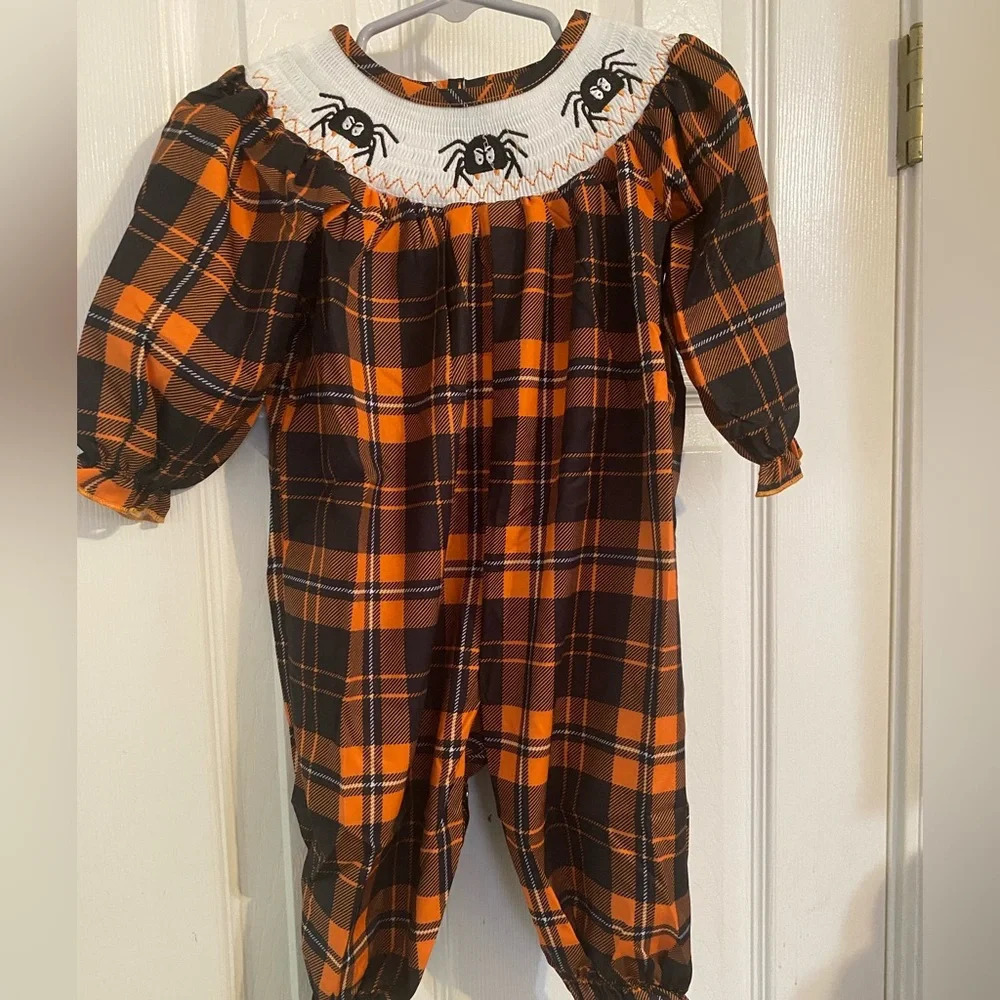 New Smocked Halloween Bubble Romper